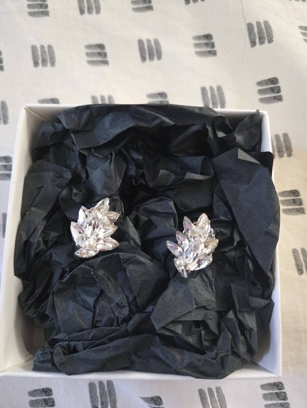 Silver Crystal Cluster Stud Earrings - Silver